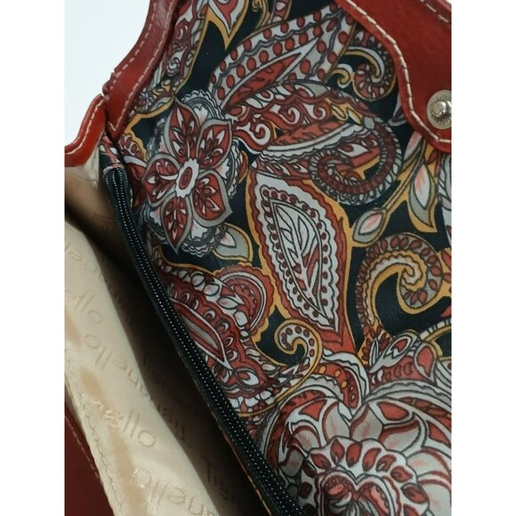 Tignanello Genuine Leather Red Trifold Wallet With Snap Closure & Silver Logo - Picture 8 of 16